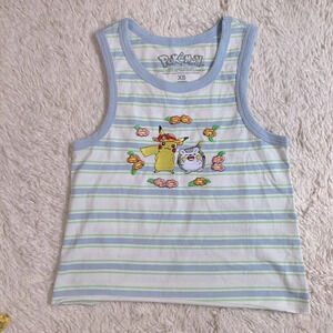 Pokémon Girls or womens striped tank top size xs Pikachu and togedemaru floral